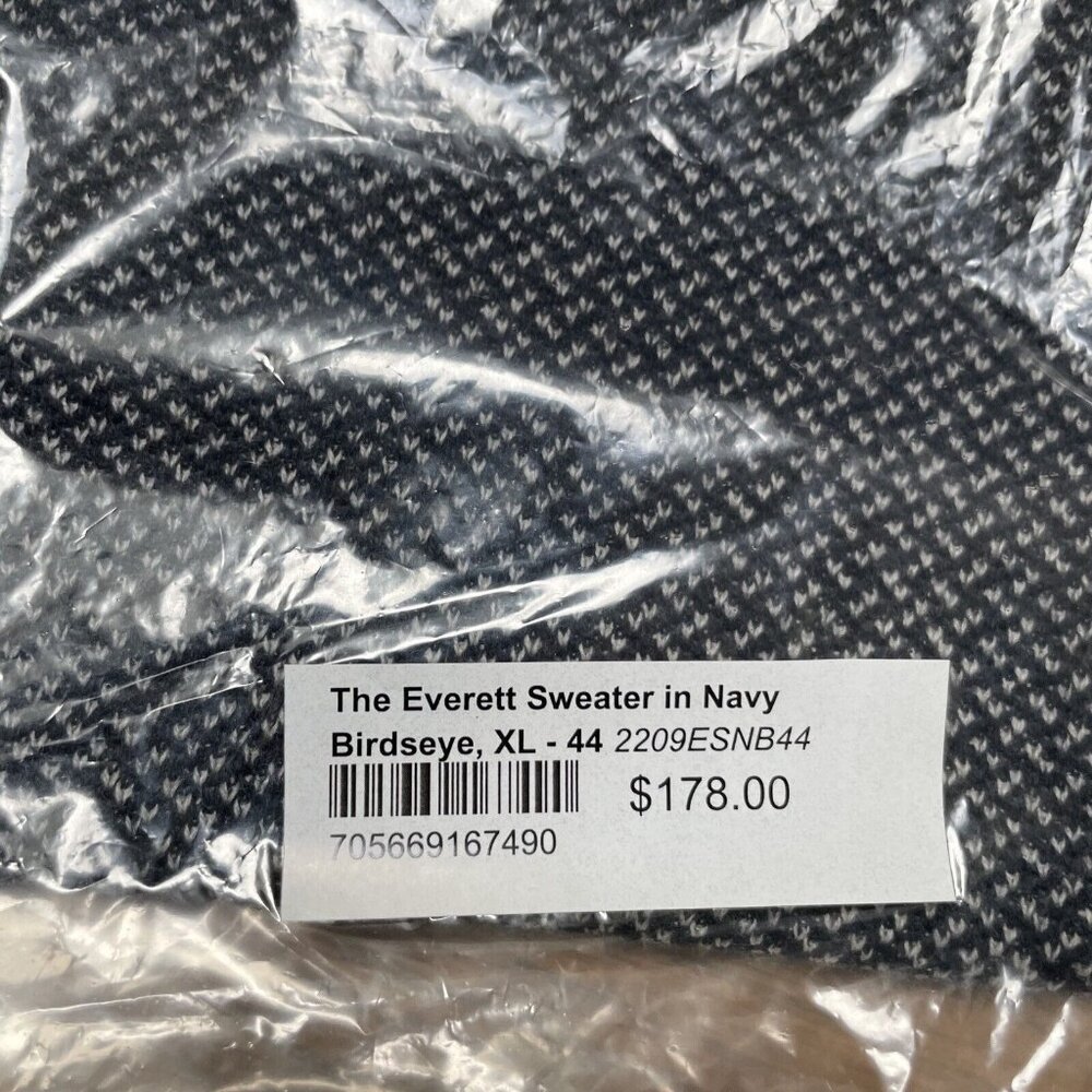 Taylor Stitch Wool Everett Sweater NAVY Birdseye Soft Rib Mens Sz 44 XL $178 - Picture 10 of 11